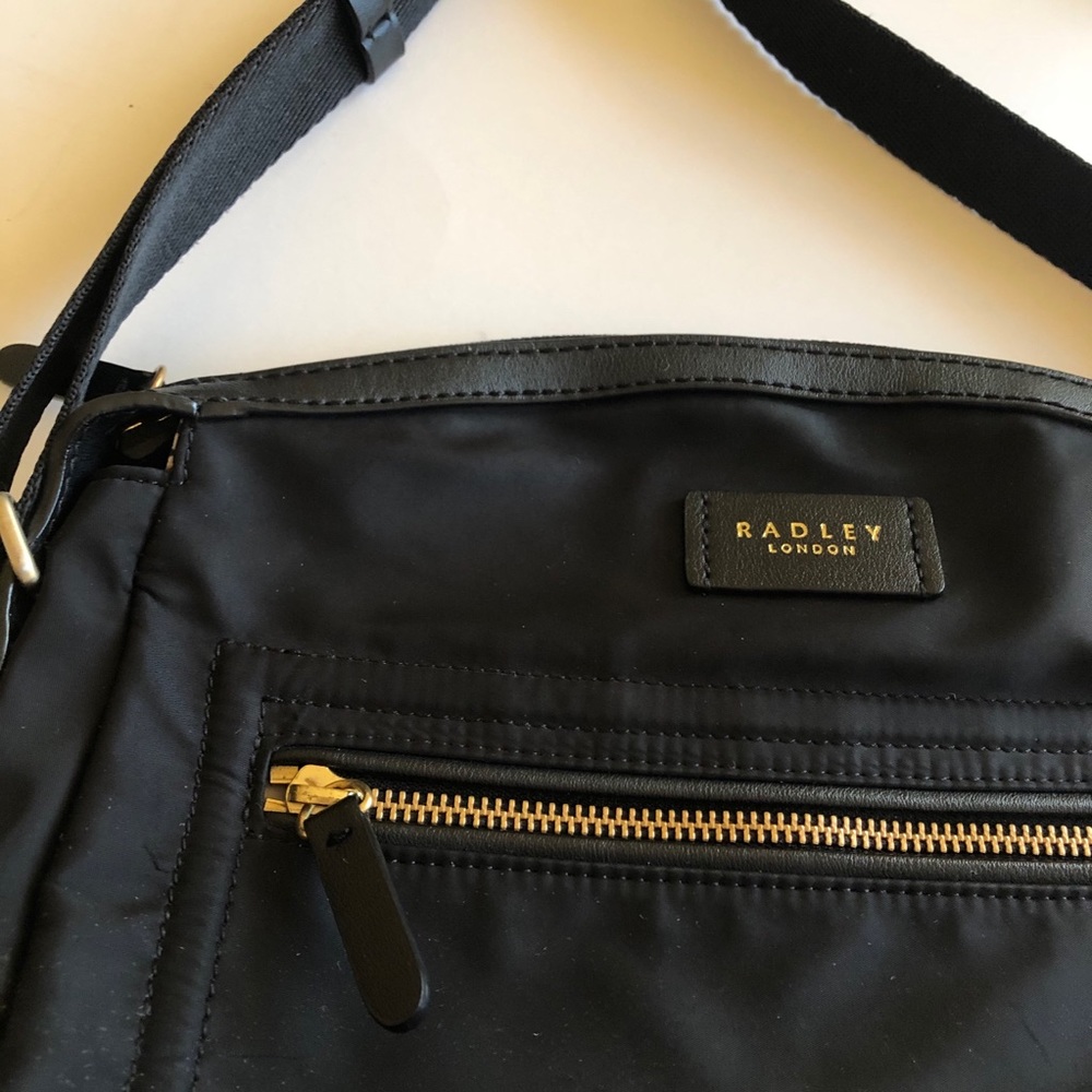 RADLEY English black nylon and leather bag.